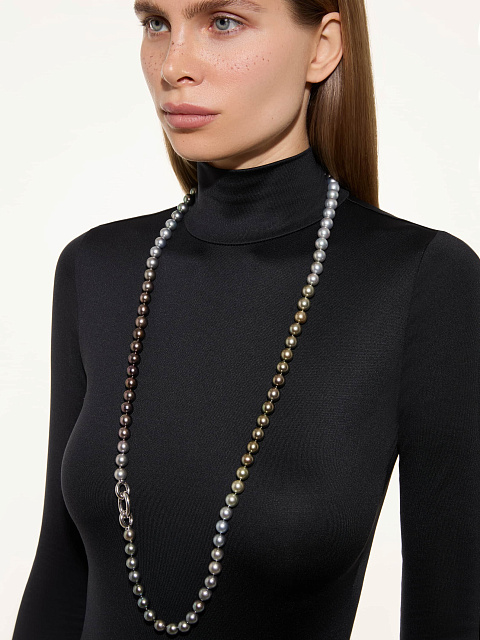 White gold necklace with Tahitian Multicolor pearls, 3