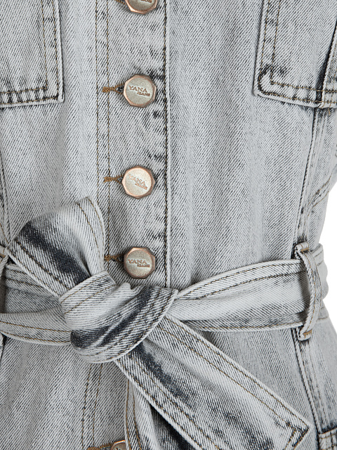 Light Grey Denim Jumpsuit, 3