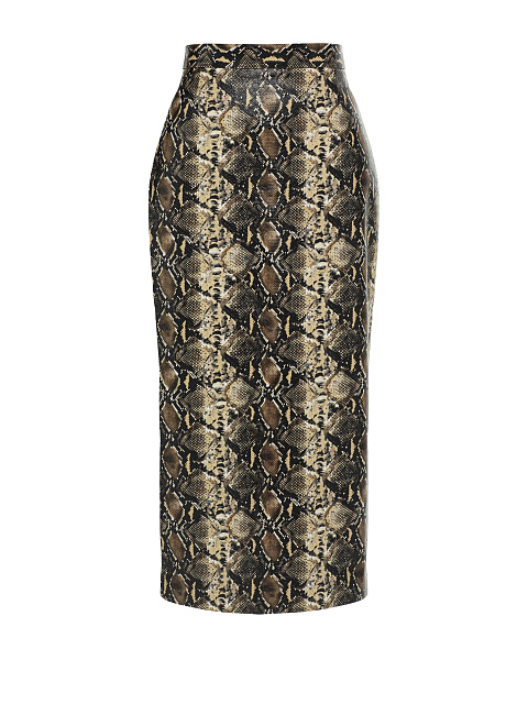 Beige Snakeskin Prined Faux Leather Midi Skirt, 1 Beige Snakeskin Prined Faux Leather Midi Skirt, 1
