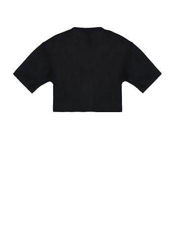 Black Cotton Cropped T-Shirt, 2