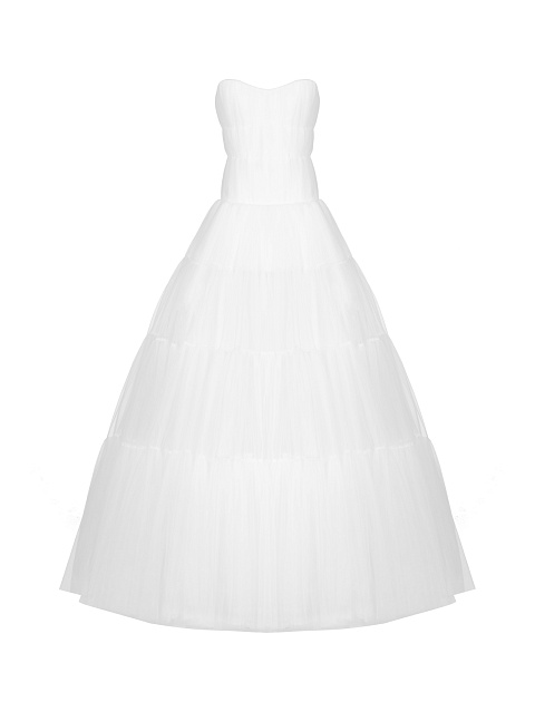 White Strapless Corset Tulle Dress, 3