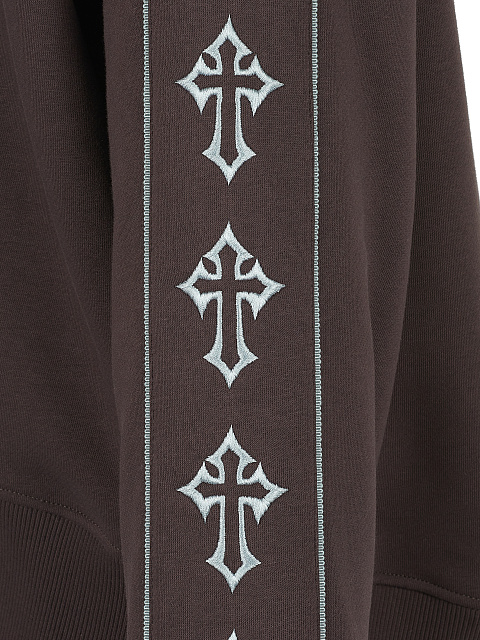 Brown Jersey Set With Cross Embroidery, 4