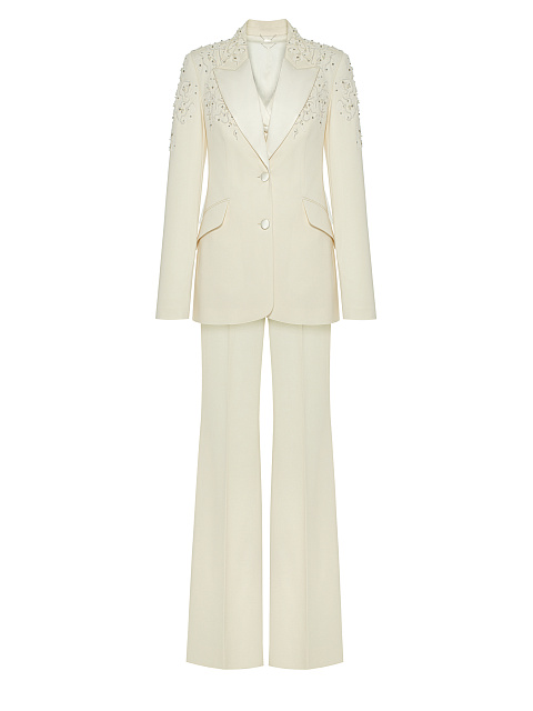 Pearls & Lace Embellished Pant Suit, 3