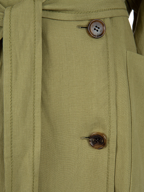 Olive-Green Double-Breasted Linen Coat , 5 Olive-Green Double-Breasted Linen Coat , 5