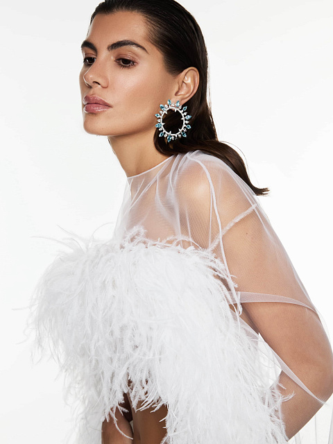 White gold hoops with aquamarines and diamonds, 3