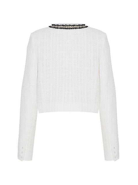 White Tweed Jacket With Pearls, 2 White Tweed Jacket With Pearls, 2