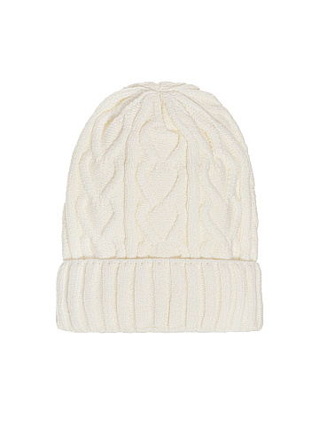 White cable knit beanie, 1