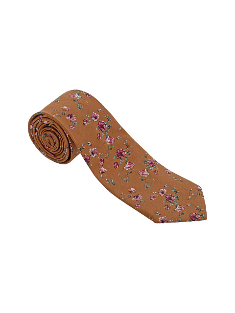 Light Brown Floral Print Tie, 2 Light Brown Floral Print Tie, 2