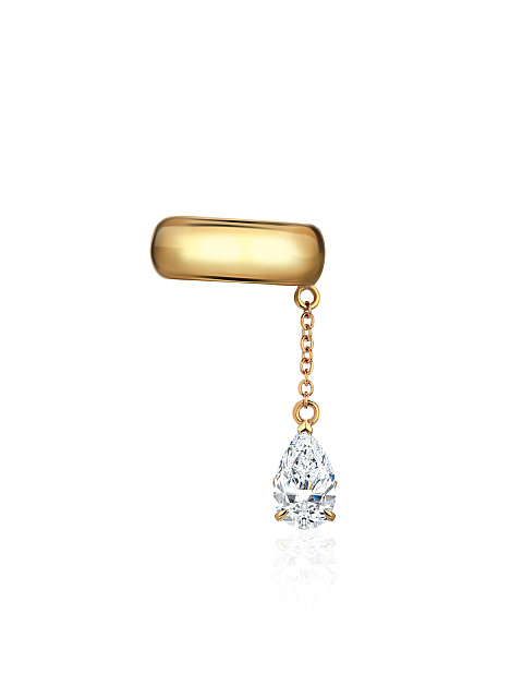 Yellow gold ear cuff with pear-cut cubic zirconia, 1