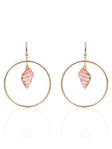 Mother of Pearl & Rose Gold Hoop Earrings, 1