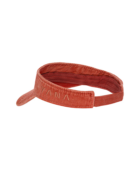 Orange Embroidered Denim Visor, 3