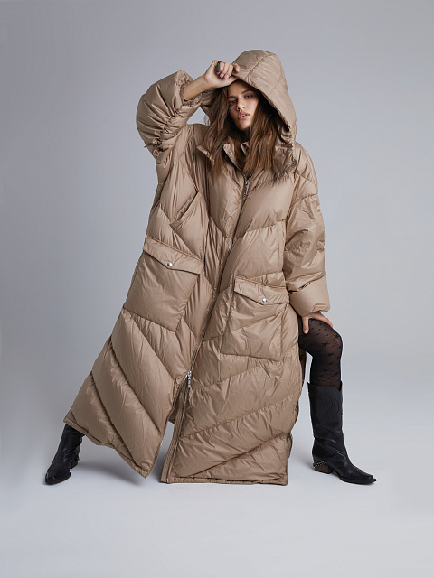 Beige Maxi Puffer Jacket, 4