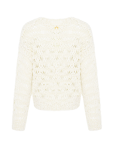 White Silk & Cashmere Cropped Sweater, 2