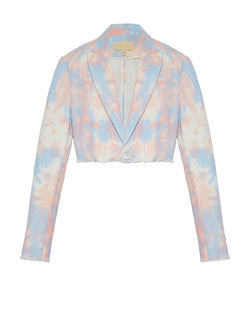 Pink Tie-dye Cropped Denim Jacket, 1