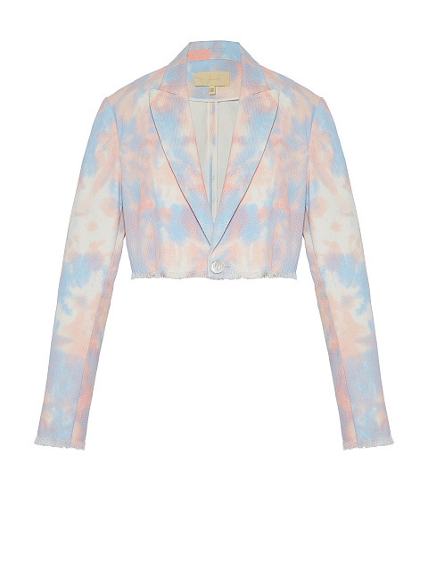 Pink Tie-dye Cropped Denim Jacket, 1