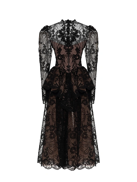 Black Lace Peplum Midi Dress, 3 Black Lace Peplum Midi Dress, 3