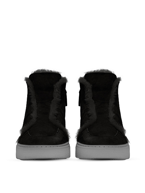 Black Suede & Fur Lined Ankle Boots, 2