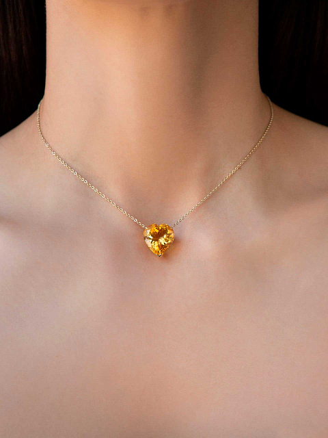 Yellow Gold & Heart-cut Citrine Necklace, 2
