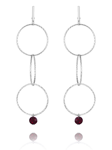 Silver & Garnet Beads Earrings, 1