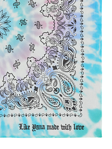 Pink & Blue Tie-Dye Cotton Paisley Printed Bandana, 2