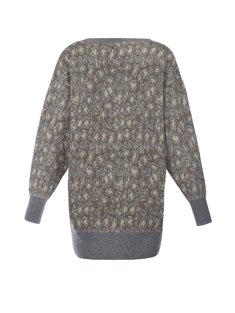 Leopard Printed Cashmere Long Pullover, 2