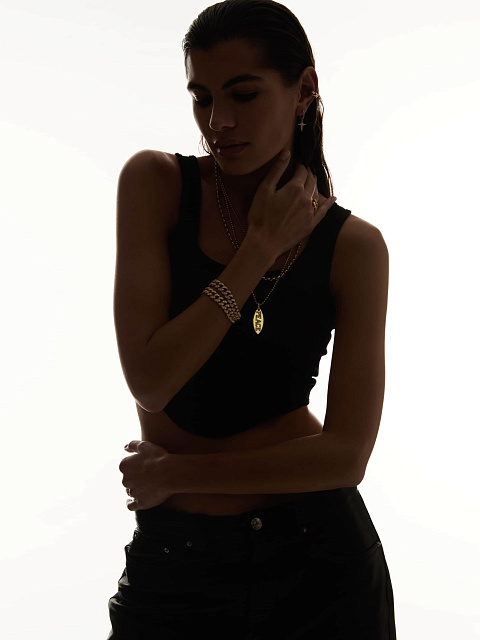 Rose gold chain bracelet with diamonds, 3