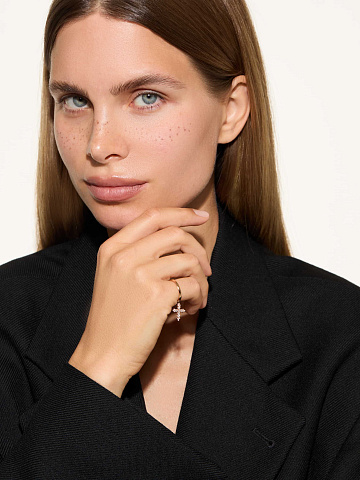 Rose Gold & Diamonds Cross Ring, 2