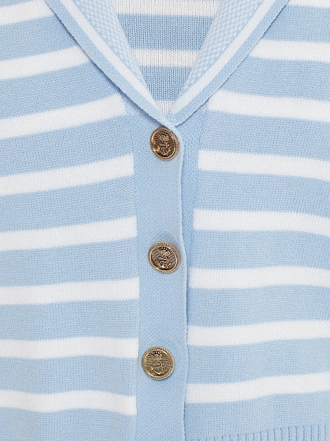 Cropped light blue cardigan with white stripes, 3 Cropped light blue cardigan with white stripes, 3