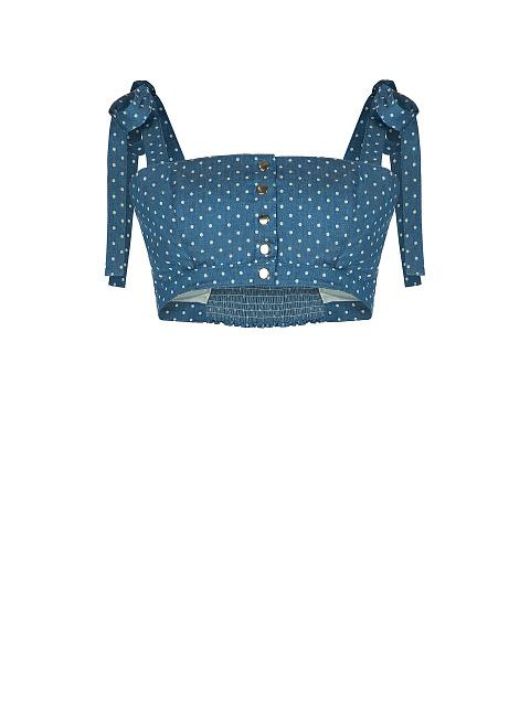 Cropped blue polka dot denim top, 1 Cropped blue polka dot denim top, 1