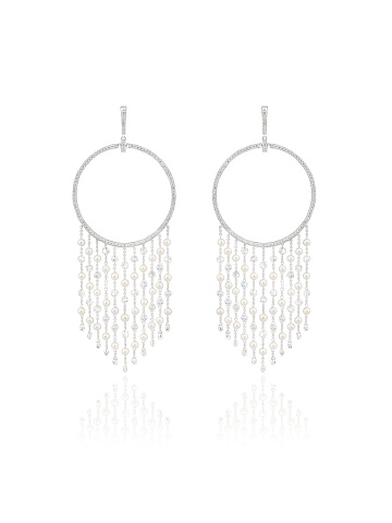 White gold hoops with pearls and diamonds, 1