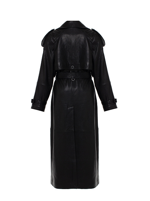 Black Textured Leather Trench Coat, 8 Black Textured Leather Trench Coat, 8