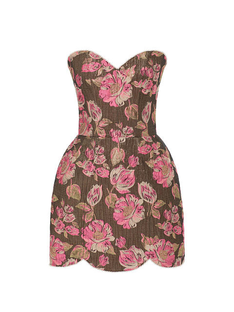 Suit Of Jacket And Mini Dress With Floral Pattern And Pearls, 6 Suit Of Jacket And Mini Dress With Floral Pattern And Pearls, 6