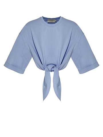 Blue cropped knotted T-shirt, 1