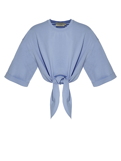 Blue cropped knotted T-shirt, 1 Blue cropped knotted T-shirt, 1