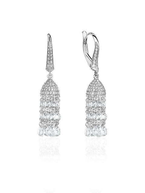 Short tassel earrings with pear-cut diamonds, 1