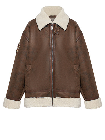Brown faux‑fur shearling jacket, 1