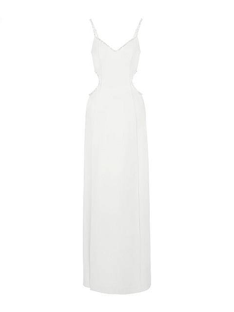 Crystals Embellished White Cut Out Maxi Dress, 1 Crystals Embellished White Cut Out Maxi Dress, 1