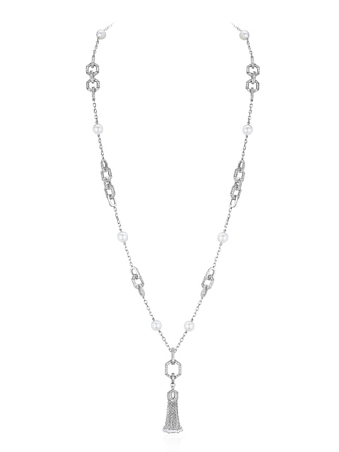 Necklace with white gold pendant with pearls, 1