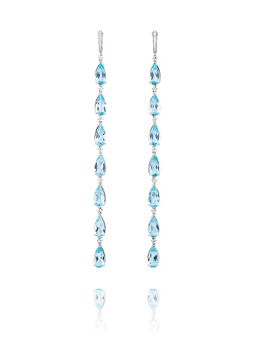 White gold earrings with pear-cut topazes, 1