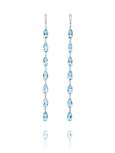 White gold earrings with pear-cut topazes, 1