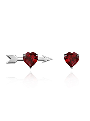 Heart Garnet & White Gold Earrings, 1