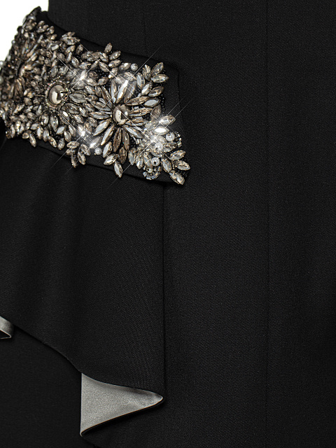 Black Rhinestones Wool Pant Suit, 4 Black Rhinestones Wool Pant Suit, 4