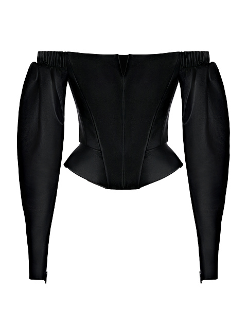 Black Leather Off Shoulder Top, 1 Black Leather Off Shoulder Top, 1