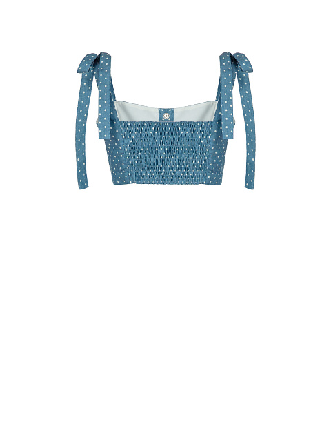 Cropped top in light blue polka-dot denim, 2 Cropped top in light blue polka-dot denim, 2