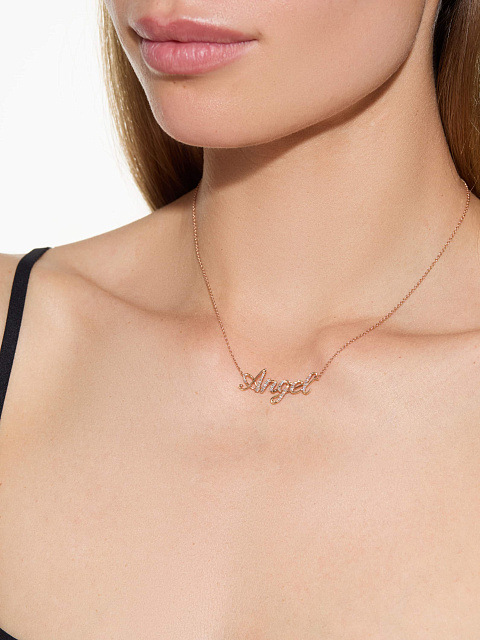 Necklace with “Angel” pendant in rose gold with diamonds, 2