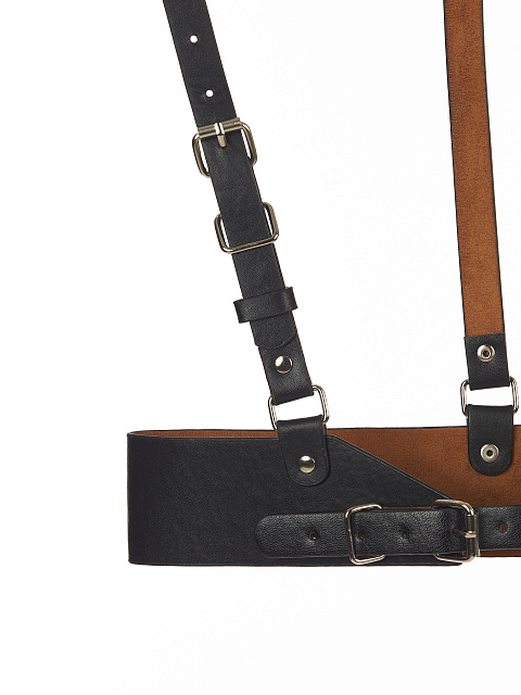 Black Faux Leather Harness, 3 Black Faux Leather Harness, 3