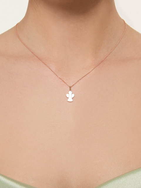 Rose gold necklace with a carved mother-of-pearl pendant, 2