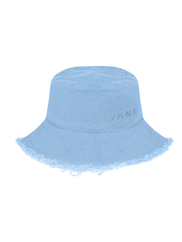 Light Blue Embroidery & Fringe Cotton Bucket Hat, 1