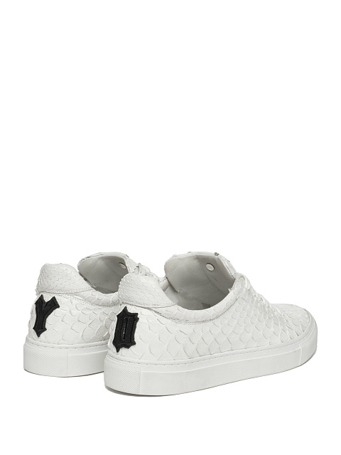 White Python Leather Sneakers, 3