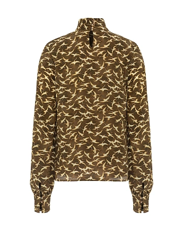 Brown Printed Silk Blouse, 2